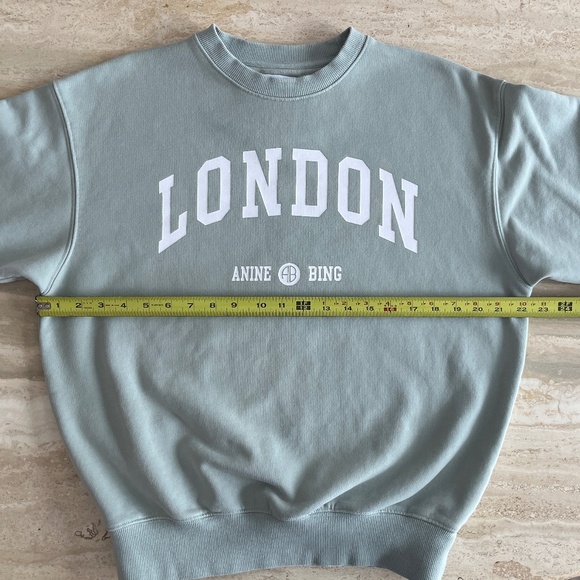 Anine Bing Jaci University London Sweatshirt - Washed Faded Seafoam Medium - Picture 4 of 12
